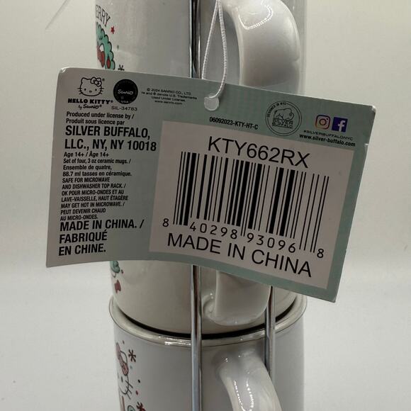 NEW Hello Kitty Holiday Ceramic Mug Tower Set of 4 Espresso 3oz Cups - Picture 7 of 7